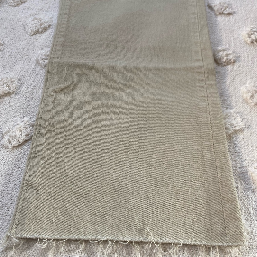 Loft High Rise Straight Crop Denim Jeans Frayed Hems Tan Beige Plus Size 32 - Picture 4 of 10